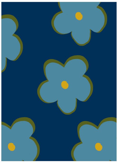 A4 Notitieboek Bloemen Blauw Gelijnd