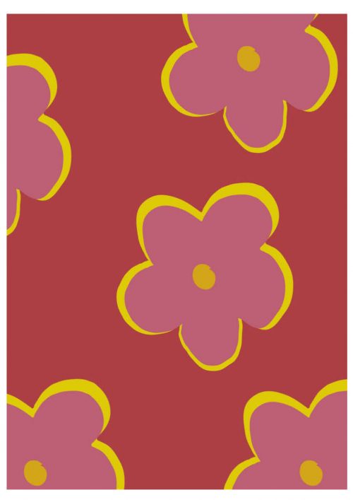 A4 Notitieboek Bloemen Rood Gelijnd