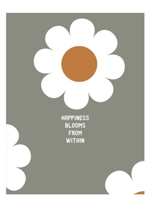 Notitieboek Bloem Happiness Grijs Gelijnd