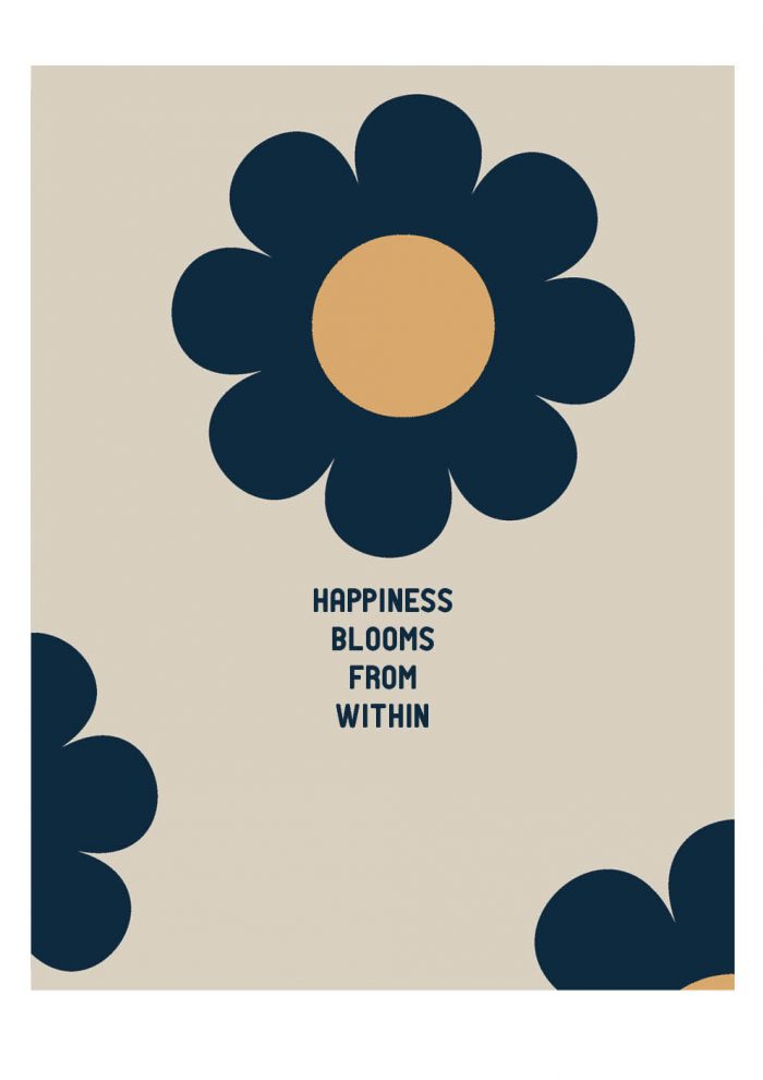 Notitieboek Bloem Happiness Blauw Gelijnd