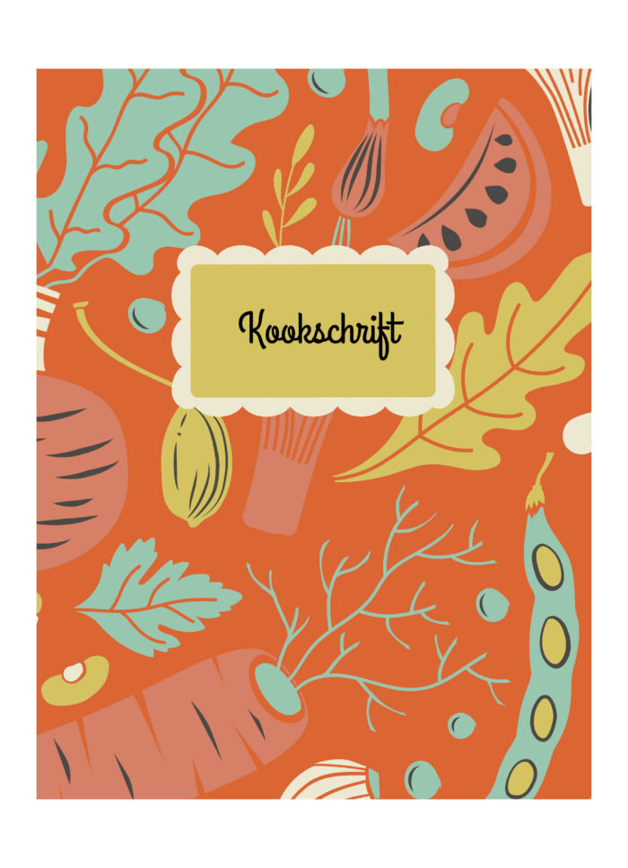 Receptenboek vol creatviteit en plaat voor je gerechten. Kookschrift vol Culinaire creativiteit in oranje