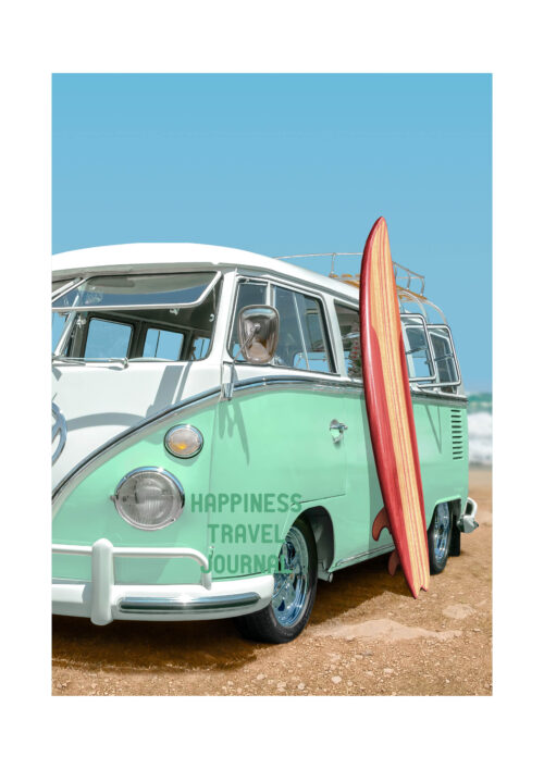 Travel Journal Reisdagboek Bus met surfplanken