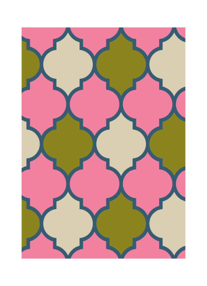 Weeplanner met tegeltjes patroon met roze en blauw